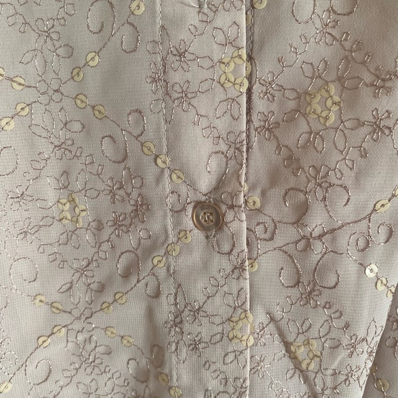 Bon Worth Chamagne Beige Button Up Sheer Blouse - Picture 3 of 5